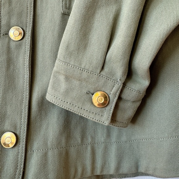 Sage Green Zara Oversized Utility Jacket with Gold Buttons - Picture 6 of 6